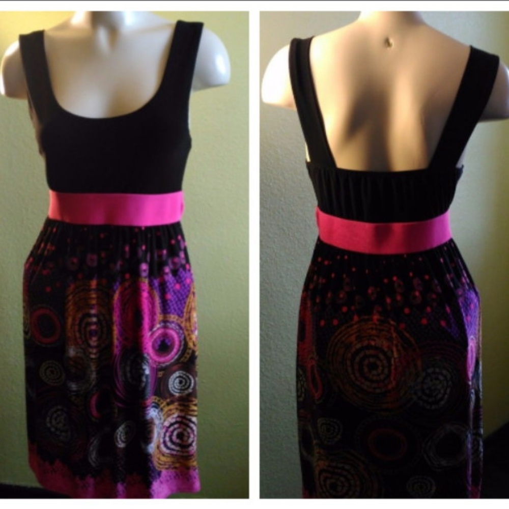 C. Graffitti sleeveless dress Made in USA stretch elastic waist